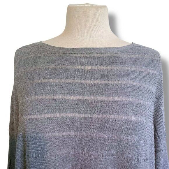 Eileen Fisher Womens Sweater Medium Large Gray Open Knit Minimalist Lagenlook - Picture 4 of 8